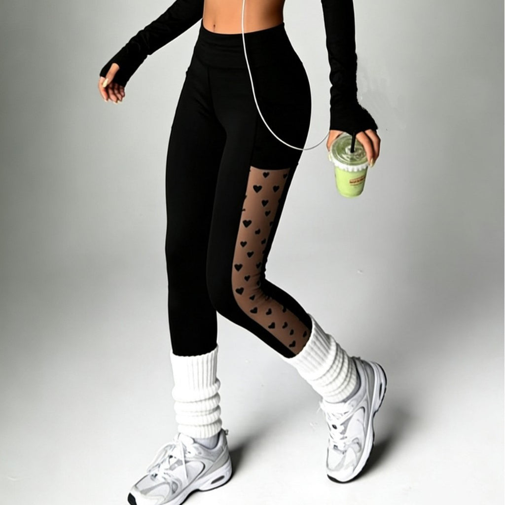 Sportlichi Outdoor-Leggings mit Push-up-Effekt, Mesh-Einsätz und Täsche