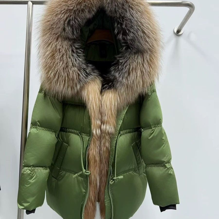 Eleganter Damen Steppmantel in Midi-Länge mit Kunstfell-Details