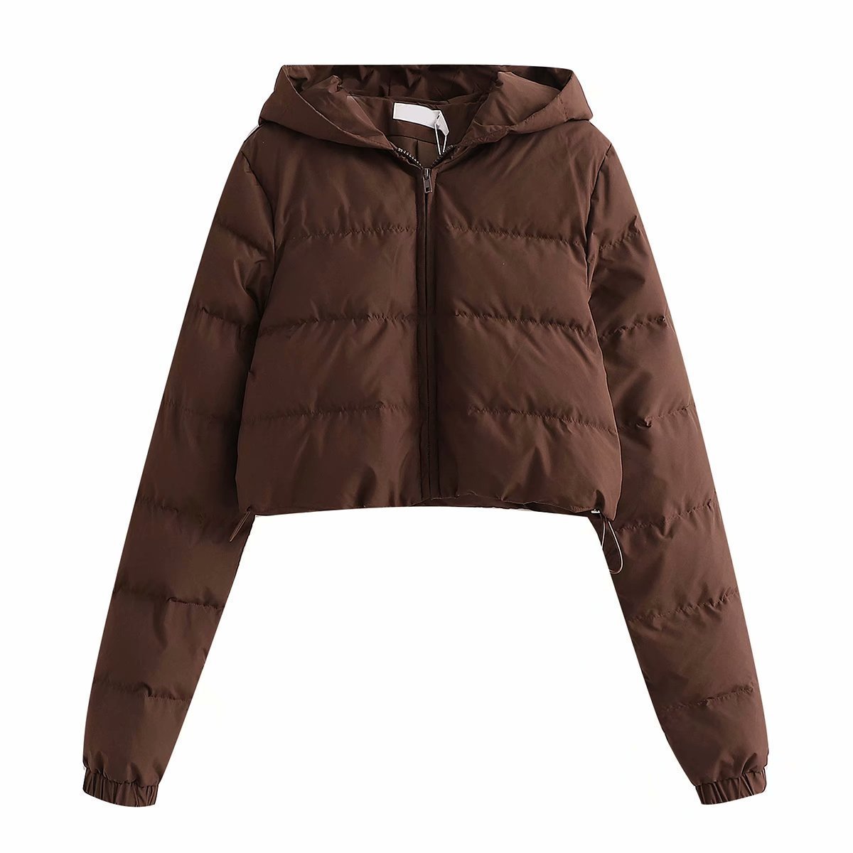 Damen Cropped Puffer Jacke aus Baumwolle mit Kapuze – mehrfarbig