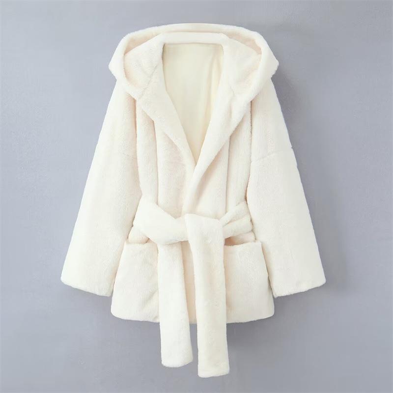 Eleganter Damen Hoodie-Mantel – Oversize mit Taillenband