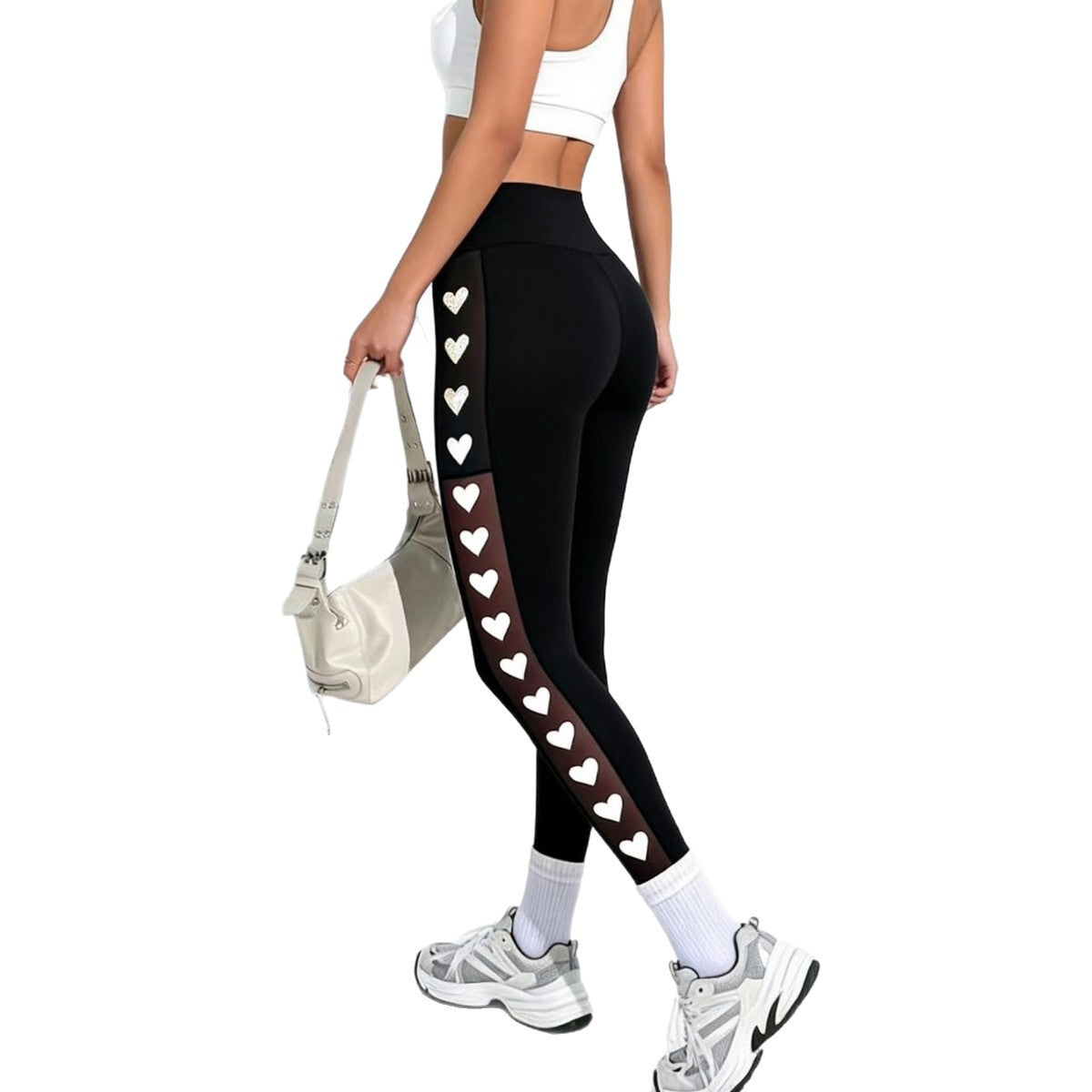 Sportlichi Outdoor-Leggings mit Push-up-Effekt, Mesh-Einsätz und Täsche