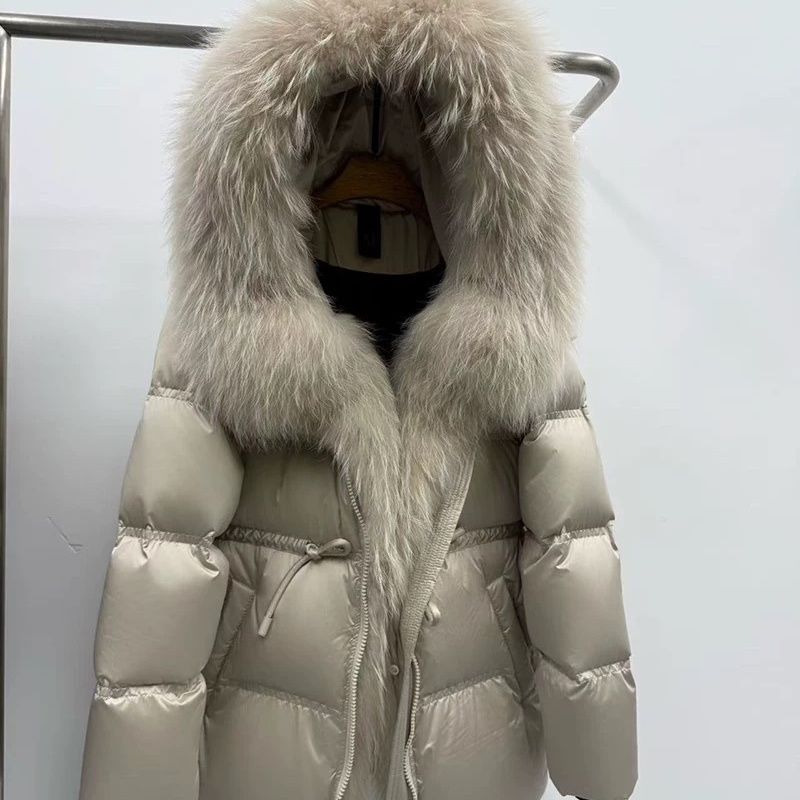 Eleganter Damen Steppmantel in Midi-Länge mit Kunstfell-Details