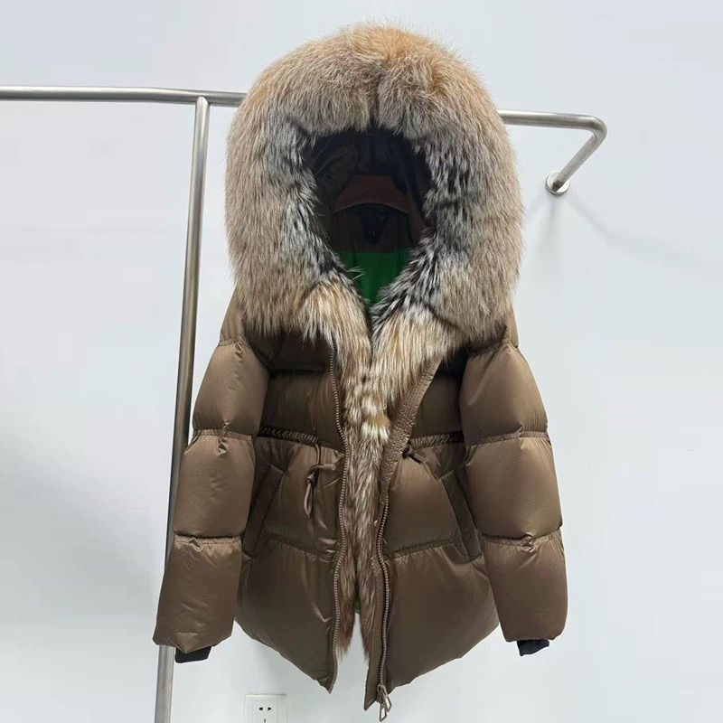Eleganter Damen Steppmantel in Midi-Länge mit Kunstfell-Details