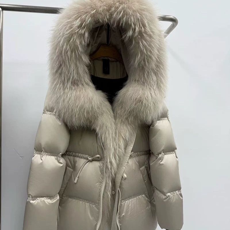 Eleganter Damen Steppmantel in Midi-Länge mit Kunstfell-Details