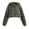 Damen Cropped Puffer Jacke aus Baumwolle mit Kapuze – mehrfarbig