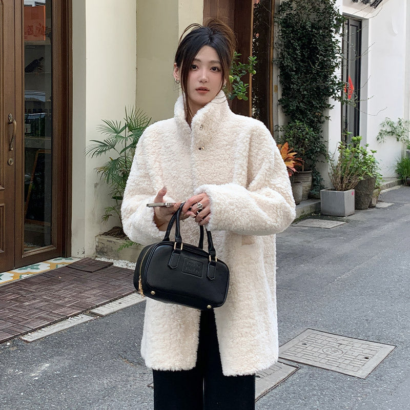 Damen Mid-Length Mantel aus Lammwolle