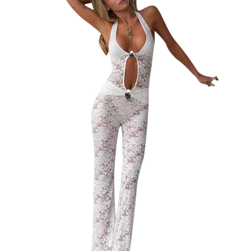Sexy Damen Spitzen Jumpsuit – rückenfrei & mit Cut-Out Design